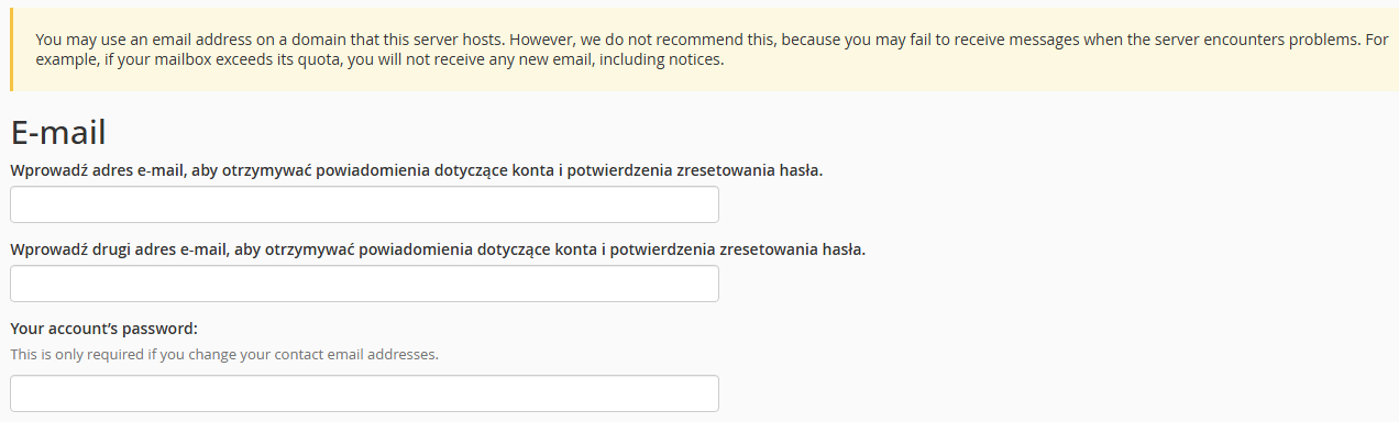 Strona informacji kontaktowych