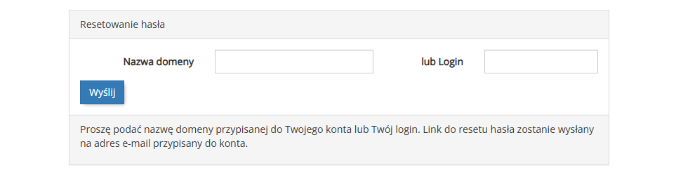 Reset hasła do panelu Abonenta