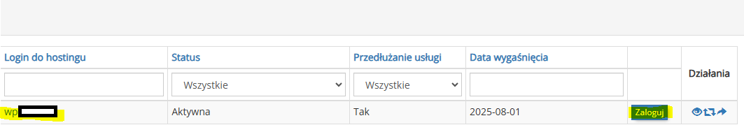 Logowanie do cPanelu przez panel Abonenta