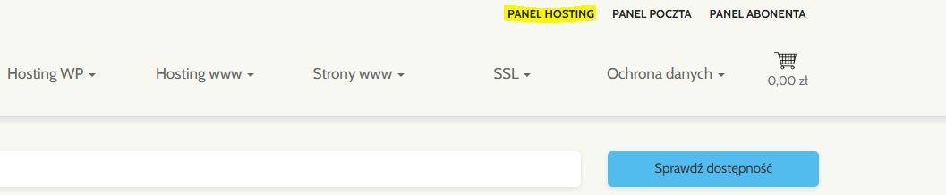 Logowanie do cPanelu przez stronę Rejestracji Domen