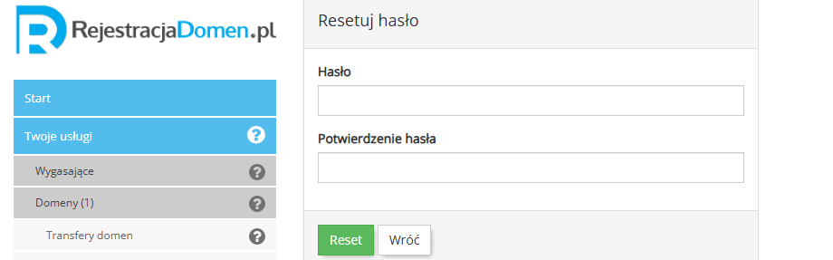 Reset hasła do cPanelu przez panel Abonenta